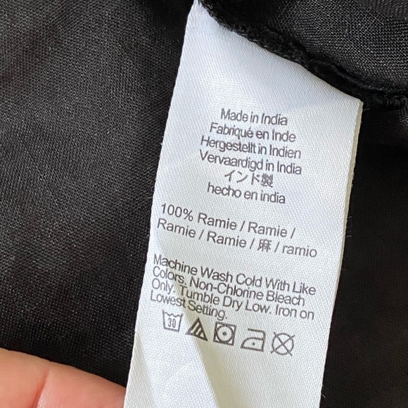 Madewell Resort Black Long Sleeve Collared Button Down Ramie Shirt Size M - Picture 9 of 11